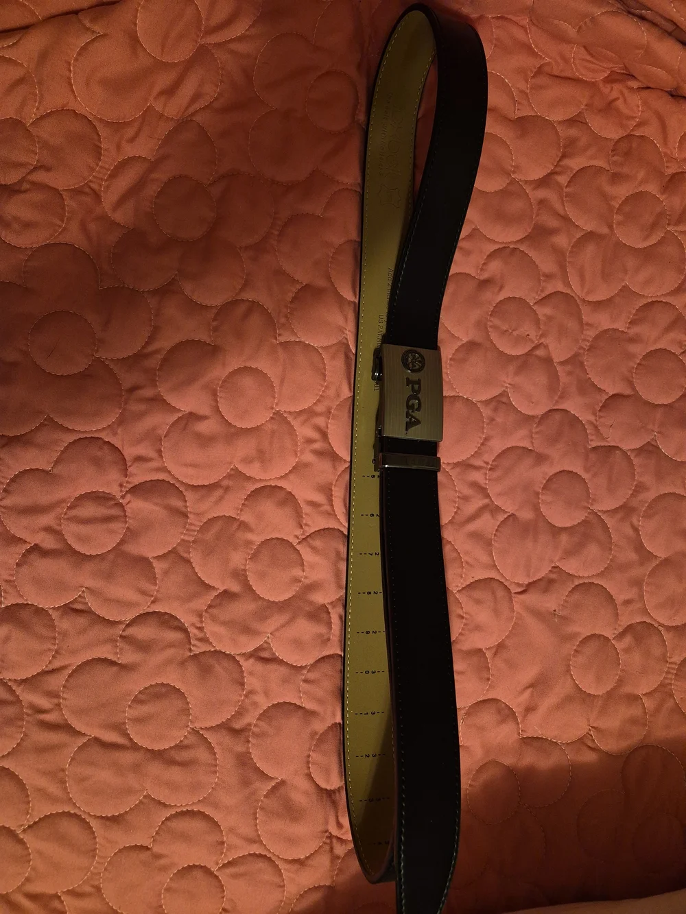 PGA Tour Black Belt with Tan Interior and Brushed Buckle